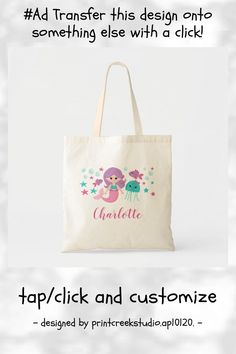 Cute Mermaid Personalized Tote Bag - tap, personalize, buy right now! #ToteBag #affiliatelink #mermaid #under #the #sea Customizable Tote Bags For School, Personalized Canvas Tote Bag, Customizable Tote Canvas Bag For Personal Use, Customizable Canvas Tote Bag For Personal Use, Cute Customizable Bags For Daily Use, Customizable Cute Rectangular Bags, Cute Customizable Rectangular Bag, Cute Everyday Personalized Bags, Cute Personalized Bags For Everyday Use