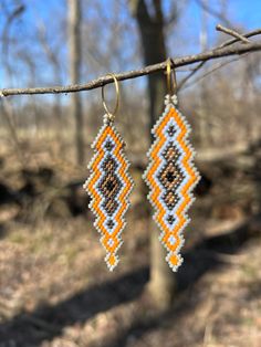 Long Seed Bead Earring Color Block Long Earrings Fun Earrings Multicolor Long Seed Bead Earrings Statement Earrings - Etsy Artisan Beaded Drop Earrings, Artisan Beaded Drop Earrings For Pierced Ears, Artisan Earrings With Dangling Round Beads, Crafting Beaded Drop Earrings For Pierced Ears, Artisan Drop Earrings With Colorful Beads, Orange Beaded Drop Earrings For Pierced Ears, Unique Orange Earrings With Dangling Beads, Orange Round Bead Earrings, Orange Beaded Hoop Earrings As A Gift