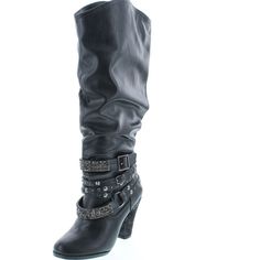 Not Rated Swag Black Womens Boots 7.5 New Black Moto Boots For Formal Winter Occasions, Winter Formal Black Moto Boots, Black Round Toe Mid-calf Boots For Night Out, Black Moto Boots For Night Out In Fall, Black Mid-calf Boots For Winter Evenings, Wide Calf Black Heeled Boots, Black Wide Calf Heeled Boots, Edgy Black Boots Medium Width, Black High Heel Moto Boots For Fall