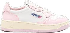 Sporty Pink High-top Sneakers With Logo Patch, Pink High-top Sneakers With Logo Patch, Pink Low-top Sneakers With Embroidered Logo, Pink Perforated Toe Box Sneakers For Streetwear, Pink High-top Sneakers With Perforated Toe Box For Streetwear, Pink Sneakers With Embroidered Logo, Pink Sneakers With Embroidered Logo And Round Toe, Pink Sneakers With Embroidered Logo For Streetwear, Leather Low-top Sneakers With Embroidered Logo