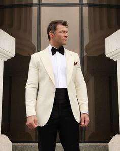 Ivory Tux, Peak Lapel Tuxedo, White Tuxedo Jacket, Black And White Tuxedo