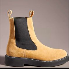 Anthropology, Pilcro Contrast Stitch Boots. Fall Suede Boots With Contrast Sole, Chic Chelsea Boots With Lug Sole And Round Toe, Beige Round Toe Boots For Work, Casual Cream Boots For Workwear, Casual Chelsea Boots With Contrast Sole For Fall, Beige Boots With Textured Sole For Spring, Beige Suede Chelsea Boots For Fall, Beige Boots With Stitched Sole And Round Toe, Beige Round Toe Boots With Stitched Sole