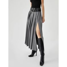 Sophisticated Gray Pleated Maxi Skirt. Perfect For Formal Events, Evening Parties, Or Office Wear. Features A High Waist And Flowing Pleats For A Graceful Silhouette. Versatile Piece For Various Occasions. Pleated Split Maxi Skirt Without Belt Composition: 80% Polyester, 20% Elastane Keywords: Maxi Skirt, Pleated Skirt, Gray Skirt, Formal Wear, Evening Attire, High Waist, Flowy Skirt, Elegant Skirt, Office Wear, Versatile Skirt Co834 L Feel Free To Make A Reasonable Offer! The Items May Arrive F