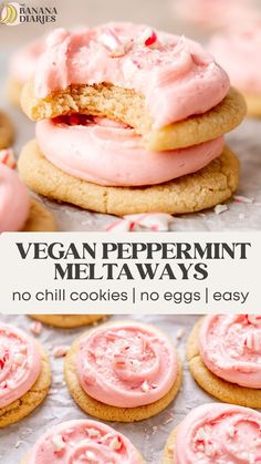 vegan peppermint meltaways with pink frosting on top