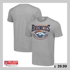 Channel the retro vibes of the Denver Broncos with this Starter 80s Inspired Team Logo T-Shirt. This throwback tee features a bold Denver Broncos wordmark printed across the torso for a vintage vibe. Made from 100% cotton, it offers a comfortable fit and feel that's perfect for everyday wear. Athletic Heather T-shirt With Logo For Sports Season, Athletic Heather Graphic Print T-shirt, Athletic Heather Graphic Tee With Print, Throwback Crew Neck T-shirt For Game Day, Graphic Tee With Logo Print For Sports Season, Relaxed Fit Logo Print T-shirt For Game Day, Retro Team Name T-shirt For Streetwear, Athletic Heather Team Spirit T-shirt With Graphic Print, Throwback T-shirt With Logo Print For Game Day