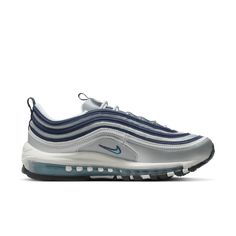 Push your style full speed ahead with the Air Max 97. Its iconic design takes inspiration from water droplets and Japanese bullet trains. Full-length Nike Air cushioning lets you ride in performance comfort. Lace up and ride first class.Originally designed for performance running, full-length Air cushioning (the first of its kind) pairs best-in-class comfort with sporty style.Hidden lacing system delivers a streamlined look.Foam midsole delivers plush cushioning.Rubber outsole adds traction and Modern Blue Running Shoes For Jogging, Modern Nike Air Max For Sports, Modern Blue Running Shoes For Light Sports, Nike Air Max Fade-resistant Sports Shoes, Nike Air Max Sports Shoes Fade-resistant, Nike Air Max For Sports With Fade-resistant Feature, Modern Nike Air Max For Sports With Air Cushioning, Modern Nike Air Max With Air Cushioning For Sports, Modern Blue Nike Running Shoes