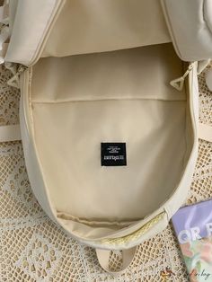 BirdinBag - Premium Multi-layer Computer Backpack with Korean-style Design and Pendant Large Capacity Beige Rectangular Backpack, Beige Rectangular Backpack With Large Capacity, Beige Large Capacity Rectangular Backpack, Trendy Cream Bag For Students, Beige Rectangular Backpack For Back To School, Beige Shoulder Bag With Zipper For Back To School, Beige Shoulder Bag With Zipper Closure, Cream Backpack With Zipper For Back To School, Cream Backpack With Zipper Closure For Back To School