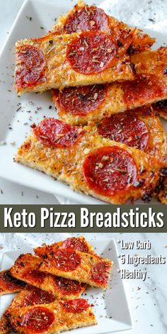 keto pizza breadsticks on a white plate