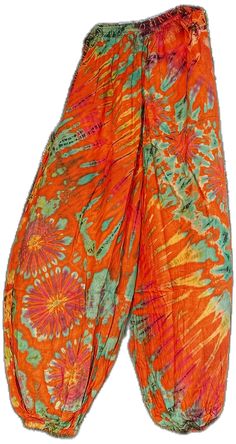 Summer Tie Dye Yoga Pants, Hippie Style Yoga Pants, Summer Tie-dye Yoga Pants, Orange Summer Festival Pants, Hippie Style Tie-dye Pants For Festival, Summer Hippie Orange Bottoms, Hippie Style Tie Dye Pants For Festival, Hippie Orange Bottoms For Summer, Bohemian Tie-dye Harem Pants For Spring