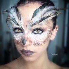 Artist Costume For Kids, Artist Costume, Bird Makeup, Makeup Looks To Try, Fantasy Make-up, Halloween Make-up Looks, Owl Costume