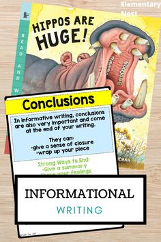 an informational writing activity for kids with hippo's are huge conclusions