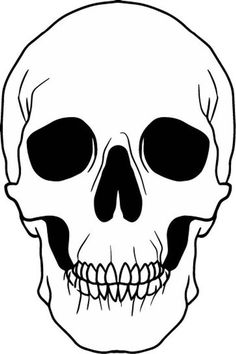 a black and white drawing of a skull