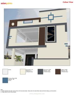 an architectural rendering of a house with different colors