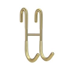 a gold metal hook on a white background