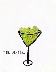 a drawing of a martini glass filled with grapes and the words, the drifties