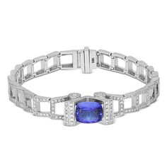 3.59 carat cushion cut Tanzanite 
1.90 carat white diamonds pave Zipper Bracelet, Tanzanite Bracelet, Tanzanite Diamond, Birthstone Bracelet, Blue Tanzanite, Orange Sapphire, Birthstone Bracelets, Tennis Bracelet Diamond, Salt And Pepper Diamond