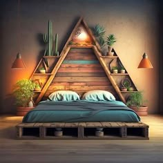 Latest fabulous bedroom design ideas with decorating shelf Pallet Bedroom Ideas, Pallet Bedroom, Boys Beds, Simple Deck, Amazing Bedroom Designs, Wooden Platform Bed, Bed Platform, Inside Decor, Interior Design Per La Casa