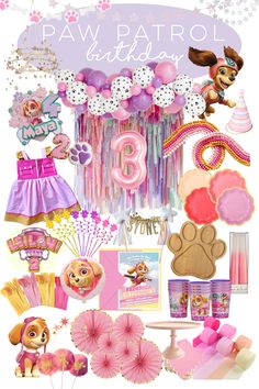 Sharing my inpiration board for a Paw Patrol Party for girls! I drew from Skye and Liberty's color scheme to create some ideas for you! #birthdayparty #pawpatrol Skye Paw Patrol Themed Birthday Party, Paw Patrol Party For Girls, Skye Themed Birthday Party, Paw Patrol 3rd Birthday Party For Girl, Paw Patrol Birthday Decorations Girl, Paw Patrol Birthday Ideas Girl, Paw Patrol Skye Birthday Party, Skye Paw Patrol Party Decorations, Liberty Paw Patrol Birthday Party