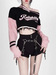 Shadow Blossom Cropped Sports Jacket – Kawaii Babe Grunge Gyaru, Kpop Grunge, Women Kpop, Harajuku Pink, Y2k Goth, Cropped Pullover, Crop Sweater, Embroidery Fashion, Women Sleeve