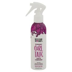 Not Your Mother's Curl Talk Leave-In Conditioner is packed with hair benefits. This hair wash day staple conditions your hair, boosts your curls' softness, makes combing through curls easier than ever, and protects hair from heat. Formulated with Not Your Mother's Superfood Oil Blend—a nutrient-dense combination of Avocado, Buriti, and Marula oil—our Curl Talk Leave-In Conditioner is full of minerals and fatty acids that smooth and hydrate your curls. Add in Not Your Mother's Rice Curl Complex—a Hydrate Curls, Curly Hair Spray, Curl Talk, Conditioner For Curly Hair, Conditioner Curly Hair, Buriti Oil, Heat Protectant Spray, Curly Hair Types, Hair Wash