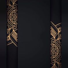 a black and gold background with an intricate design