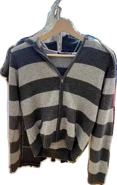 42812370976974 Hooded Sweater, Trending Now, Striped Knit, Navy Tops, Zip Up, Cute Dresses, Knit Cardigan, Casual Women, Vintage Ladies