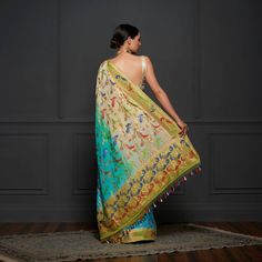 An exclusive Georgette saree from Khinkhwab. Add a dash of your favorite color to your ethnic look with this beautiful Banarasi Handloom Saree, made of Georgette silk and has the illustrious bird's motifs weave. Jaal weave is inherent to Banarasi weaving and this saree is the epitome of the craftsmanship of the renowned weavers of Banaras. Ethnic Looks, Bird Motif, Plain Blouse, Banarasi Saree, Georgette Saree, Banarasi Sarees, Georgette Sarees, Sheer Fabric, Blue Ombre