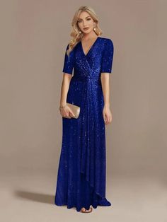 Luxury V-Neck Evening Dresses Women Party Maxi Dress Sequin Gowns Prom Dress | eBay Party Maxi Dress, Cocktail Dress Prom, Evening Dresses With Sleeves, Womens Prom Dresses, Sequin Evening Dresses, Skirt And Sneakers, Dress Sleeve Styles, Evening Dress Fashion, فستان سهرة