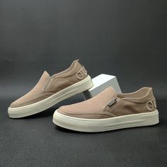 Gender: Men Type: Loafers Main Materials: Canvas Insole: Pigskin Sole: Rubber Type of Closure: Slip-on... Beige Casual Flat Bottom Loafers, Casual Beige Loafers With Textured Sole, Casual Beige Plain Toe Loafers, Casual Beige Slip-on Boat Shoes, Beige Comfortable Slip-ons With Flat Bottom, Beige Slip-on Casual Loafers, Beige Slip-on Casual Moccasins, Beige Flat Bottom Slip-ons Casual, Casual Beige Slip-on Moccasins