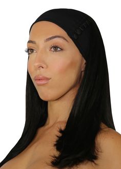 The Penelope headband in Black is designed for the modern woman who appreciates versatility. Whether paired with a vintage-inspired look, or a modern outfit, this headband offers a polished finishing touch that elevates your look. Details Headband Satin buttons Thick design Adjustable Black Headband For Evening, Black Adjustable Headband For Evening, Black Matching Headband Hair Accessory, Elegant Black Hair Accessories With Matching Headband, Chic Adjustable Headband Headpieces, Adjustable Black Headpiece, Elegant Fitted Black Headwrap, Adjustable Black Headwrap For Party, Adjustable Black Headband