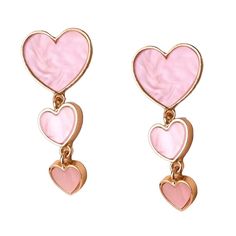 Pink Swirly Triple Layered Heart Stud Earrings In A Gold Toned Setting. Romantic Feminine Styling That You Are Sure To Love. Approx 1 7/8” Also Available In Purple & Gray See My Other Listings For More Jewelry. Bundle And Save On Shipping. #E215 Fairytale Jewelry, Fairy Tale Jewelry, Pink Heart Earrings, Triple Heart, Heart Stud Earrings, Dangly Earrings, Purple Gray, Pink Earrings, Heart Studs