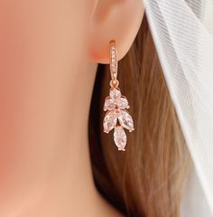 Crystal Bridal earrings,Floral Drop Earrings, CZ Wedding Earrings, CZ Bridal Earrings, Bridal Drop Earrings, CZ Drop Earrings ,Bridesmaid Earrings Rose Gold Hoop Earrings For Wedding, Wedding Teardrop Clip-on Earrings, Teardrop Clip-on Earrings For Wedding, Single Dangle Diamond Earring For Wedding, Teardrop Diamond Single Earring For Wedding, Wedding Single Crystal Earring In Cubic Zirconia, Single Teardrop Diamond Earring For Wedding, Wedding Teardrop Diamond Single Earring, Rose Gold Single Diamond Earring For Wedding