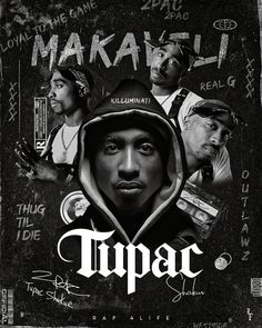 the poster for tupac featuring two men in hoodies and one wearing a cap