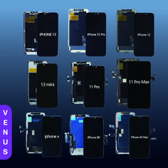 the front and back sides of an iphone 11 pro max with multiple parts labeled in purple