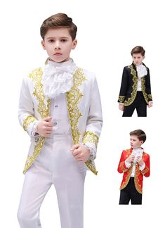 Black/Red/White Vintage Medieval Embroidery Children's Suits

Condition: Brand New
Color: Black,Red,White
Size:S/M/L/XL/XXL/3XL
Material: Polyester
Occasion: Party, Wedding, Events, Photo shoot or Shows
Sleeve Length: Long Sleeves
Collar: Stand Collar
Package Includes: 1 x Jacket + 1* Pants + 1* Collars + 1* Shirt Red And White Fashion, Christmas Suits Boys, Red Suits For Little Boys, Toddler Prince Costume, Prince Charming Costume Toddler, Red Victorian Dress Kids, Cosplay Kids, Men Costumes, Kids Blazers