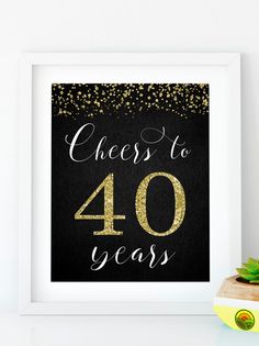 a black and gold 50th birthday print with the words cheers to 50 years on it