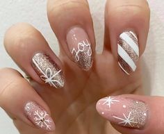 Gold Nail, Seasonal Nails, Nail Designs Glitter, Pretty Acrylic Nails