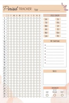 a printable planner with the words perfect tracker on it