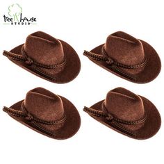 Brown Flocked Cowboy Hats Cowboy Centerpieces, Western Centerpieces, Mini Cowboy Hat, Cowboy Theme Party, Smith Wedding, Cowboy Baby Shower, Cowboy Birthday Party, Rodeo Birthday, Western Theme Party