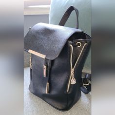 Leather Black Backpack Purse New Never Used Black Leather Backpack, Black Backpack, Backpack Purse, Bag Lady, Backpacks, Leather, Women Shopping, Black, Color