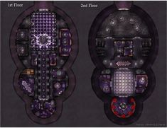 two different views of the interior and floor in an old computer game character's house