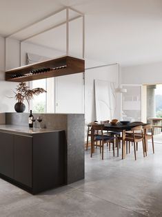 the kitchen is clean and ready to be used for cooking or dining, while still in use