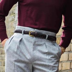 Belt Men Outfit, Pleated Trousers Outfit Men, Men Belt, Belts For Men, Luxury High-waisted Dress Pants For Men, Mens Pleated Trousers, Mens Single Pleat Pants, Men’s Pleated Trousers, Dapper Gentleman Style