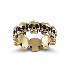 Skull Ring - Bronze Multi Skull Ring - The Ring Of Skulls Symbolic Skull Rings For Halloween, Halloween Skull Rings Symbolic Style, Halloween Skull Print Metal Rings, Collectible Skull Rings For Halloween, Collectible Skull Ring For Halloween, Collectible Halloween Skull Ring, Gothic Gold Skull Ring For Halloween, Gold Gothic Skull Ring For Halloween, Halloween Skull Print Ring Jewelry