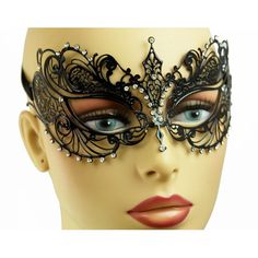 Black Masquerade Mask, Masquerade Prom, Black Tiara, Metal Mask, Halloween Costume Mask, Prim Decor, Half Face Mask, Mardi Gras Beads, Black Jewel