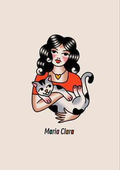 a woman holding a cat in her arms with the words marina ciara on it