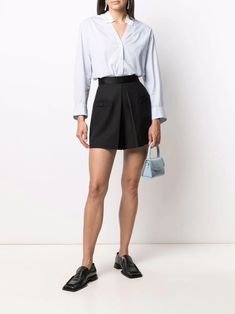 Shop SANDRO Hugo A-line shorts with Express Delivery - FARFETCH A Line Shorts, Shorts Black, Black Wool, All Brands, Welt Pockets, Wool Blend, High Waist, A Line, Mini Skirts