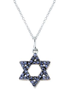 Effy Novelty 14K White Gold Blue Sapphire Star of David Pendant, 0.36 TCW Wood Resin Jewelry, Star Of David Pendant, Jewelry Drawing, Diamond Eyes, Effy Jewelry, Star Of David, Resin Jewelry, Blue Sapphire, Round Diamonds