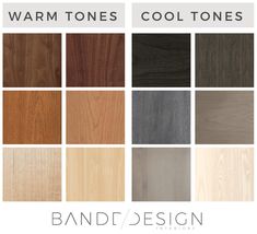 the different types of wood that are available in various colors and sizes, including warm tones