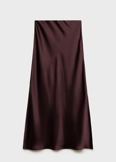 Satin long skirt - Women | MANGO USA Satin Long Skirt, Maxi Design, Satin Maxi Skirt, Brown Satin, Winter Capsule, Long Skirts For Women, Flowy Fabric, Party Skirt, Tall Jeans